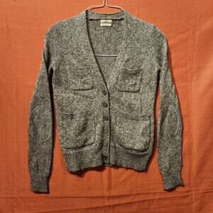 Wallace Women’s XS Wool Blend Grey & Silver Sparkle Cardigan Sweater Cozycore